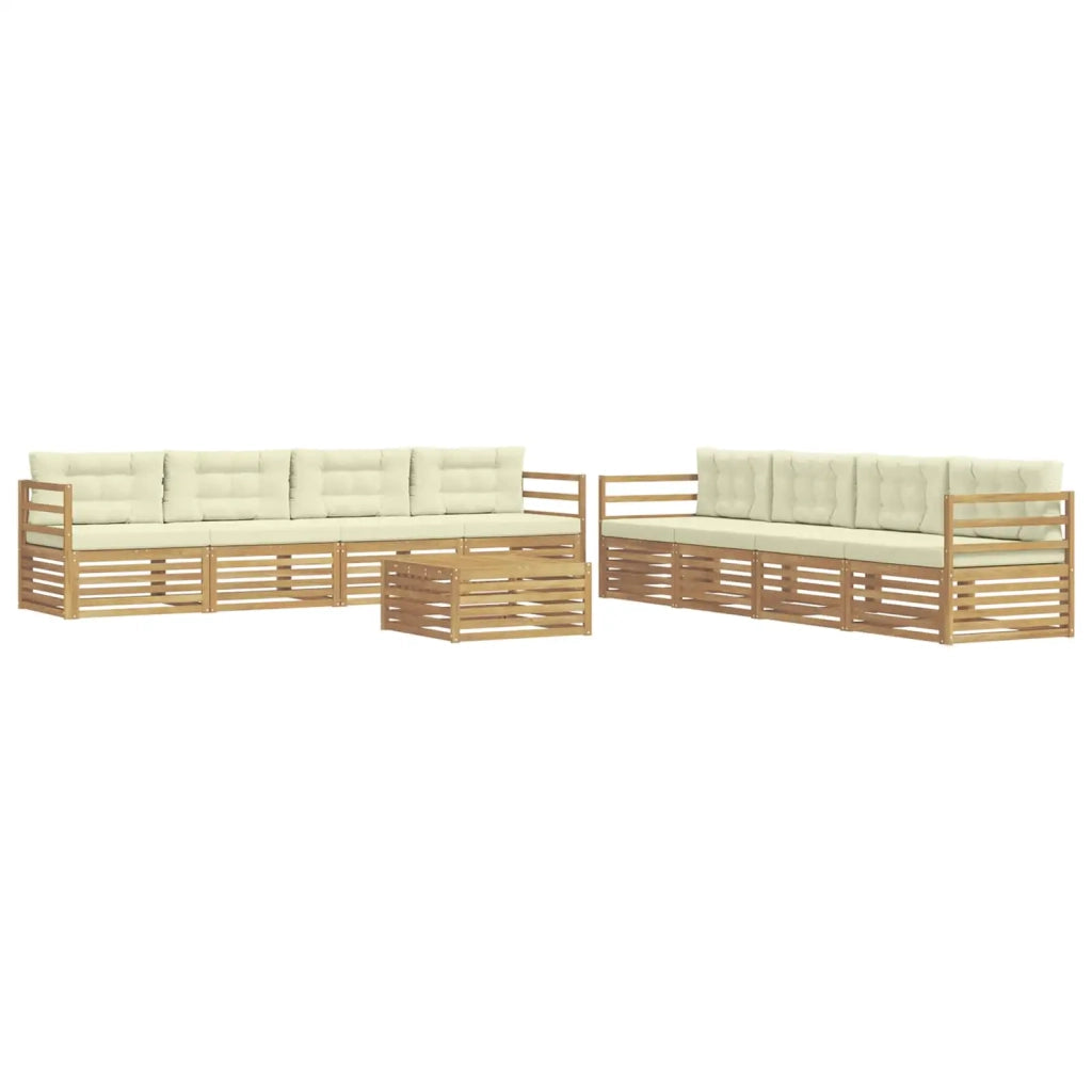Set di divani da esterno 9 pz Bianco e Crema Poliestere 3390225