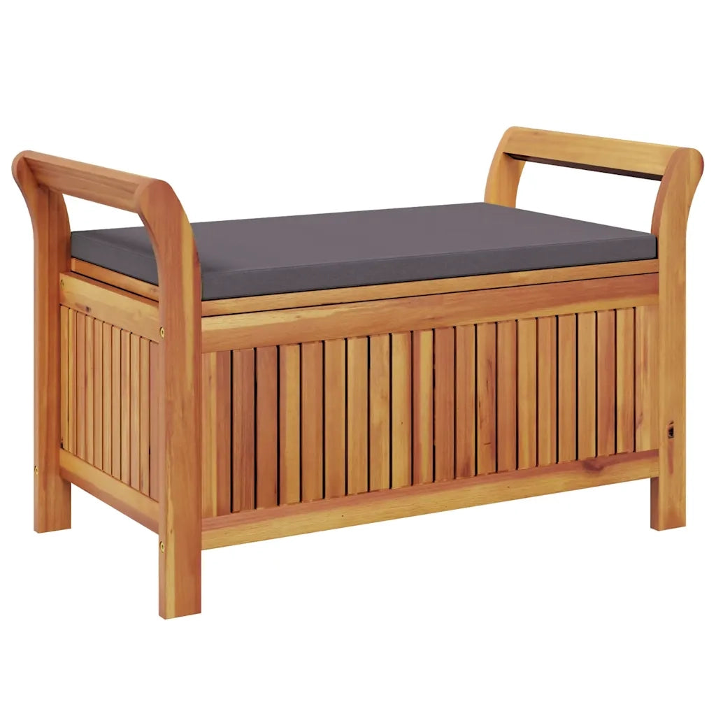Panca Portaoggetti Giardino Cuscino-Sgabello-Panca con Contenitore 91 cm Legno Massello Acacia 724136