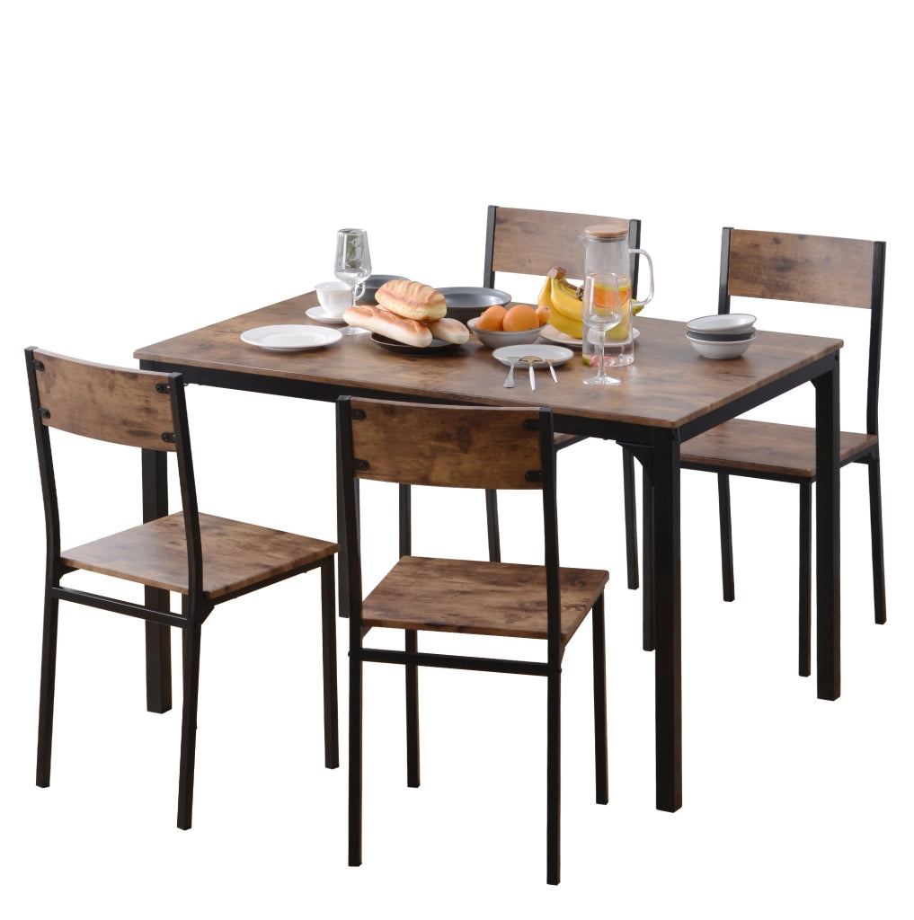 Set da pranzo salvaspazio marrone con tavolo e sedie, 108 x 65 cm