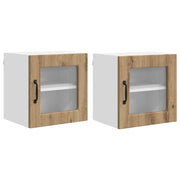 Pensile da cucina | Mobile in vetro da parete PORTO 2 pz Rovere artigianale