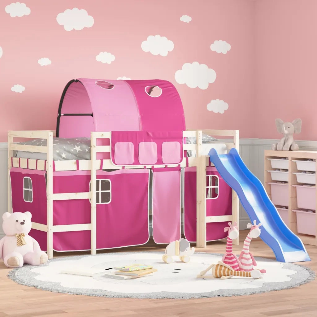 Tende per Letto a Soppalco con Tunnel Rosa in Poliestere 835918