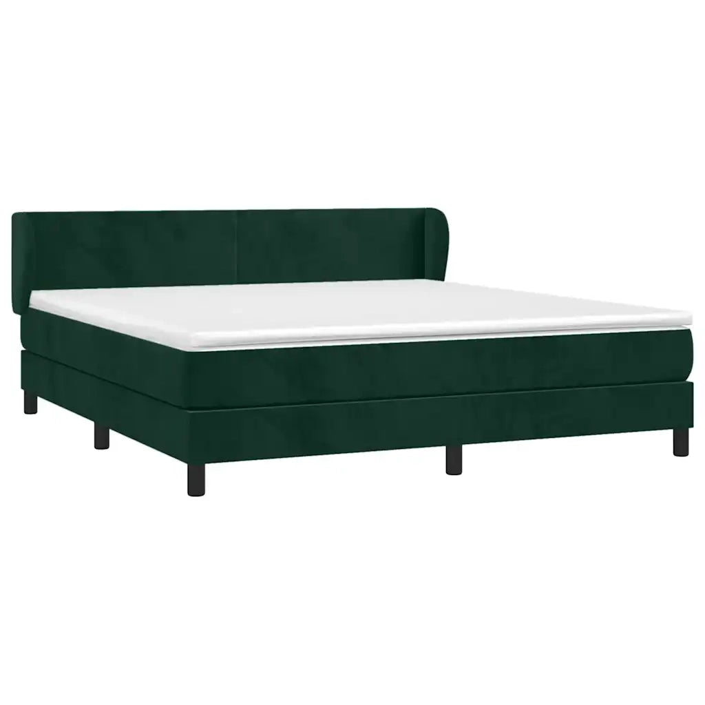 Giroletto a Molle con Materasso Verde Scuro 160x200 cm Velluto