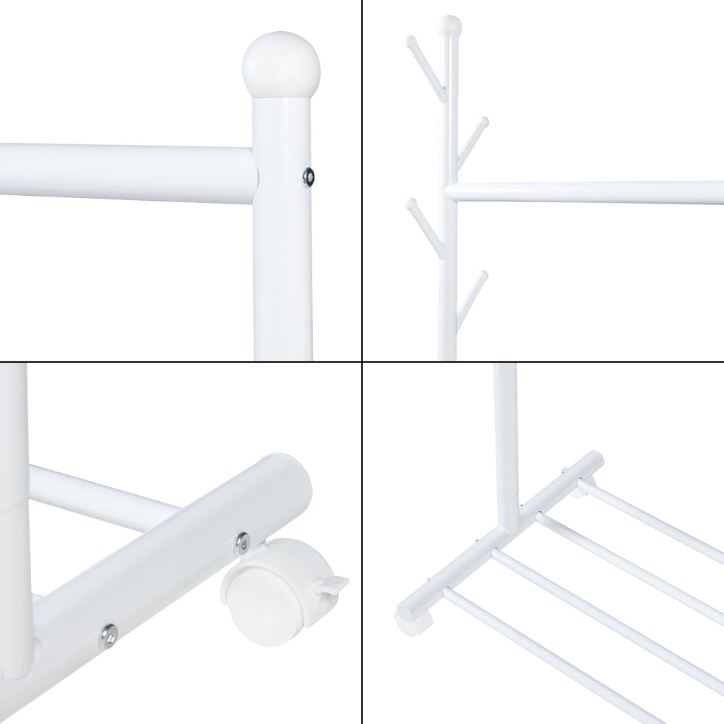 Stand Appendiabiti Snåsa con Rotelle 170x105x43 cm Metallo Bianco [en.casa]