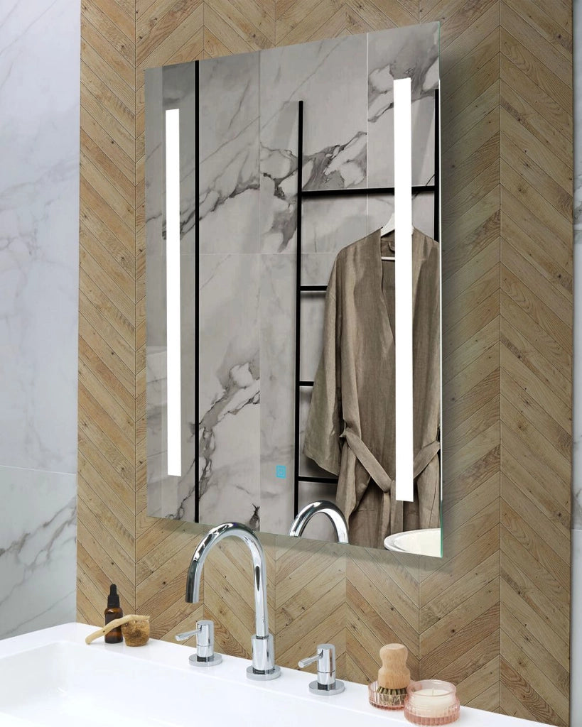 Specchio da parete a LED sospeso 60 x 80 cm rettangolare moderno vintage vanity bagno trucco camera da letto