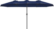 Paraplu per Patio in Blu Twilight - Basetta in Metallo - Telaio 180 g/m2 Poliestere - Altezza 245 cm - Misura Telaio 460 cm x 270 cm - Altezza Pala 48 mm - Peso 11,5 kg - Incluso Manuale d'istruzioni