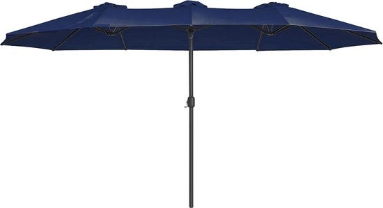 Paraplu per Patio in Blu Twilight - Basetta in Metallo - Telaio 180 g/m2 Poliestere - Altezza 245 cm - Misura Telaio 460 cm x 270 cm - Altezza Pala 48 mm - Peso 11,5 kg - Incluso Manuale d'istruzioni