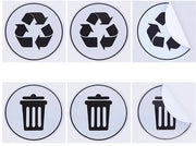 Etichette per prigioni per 6 pezzi - Sticker autoadesivi - PVC - Etichette rotonde - Afval/Recycling - Nero/ Bianco - 76 mm di diametro - Etichette per rifiuti
