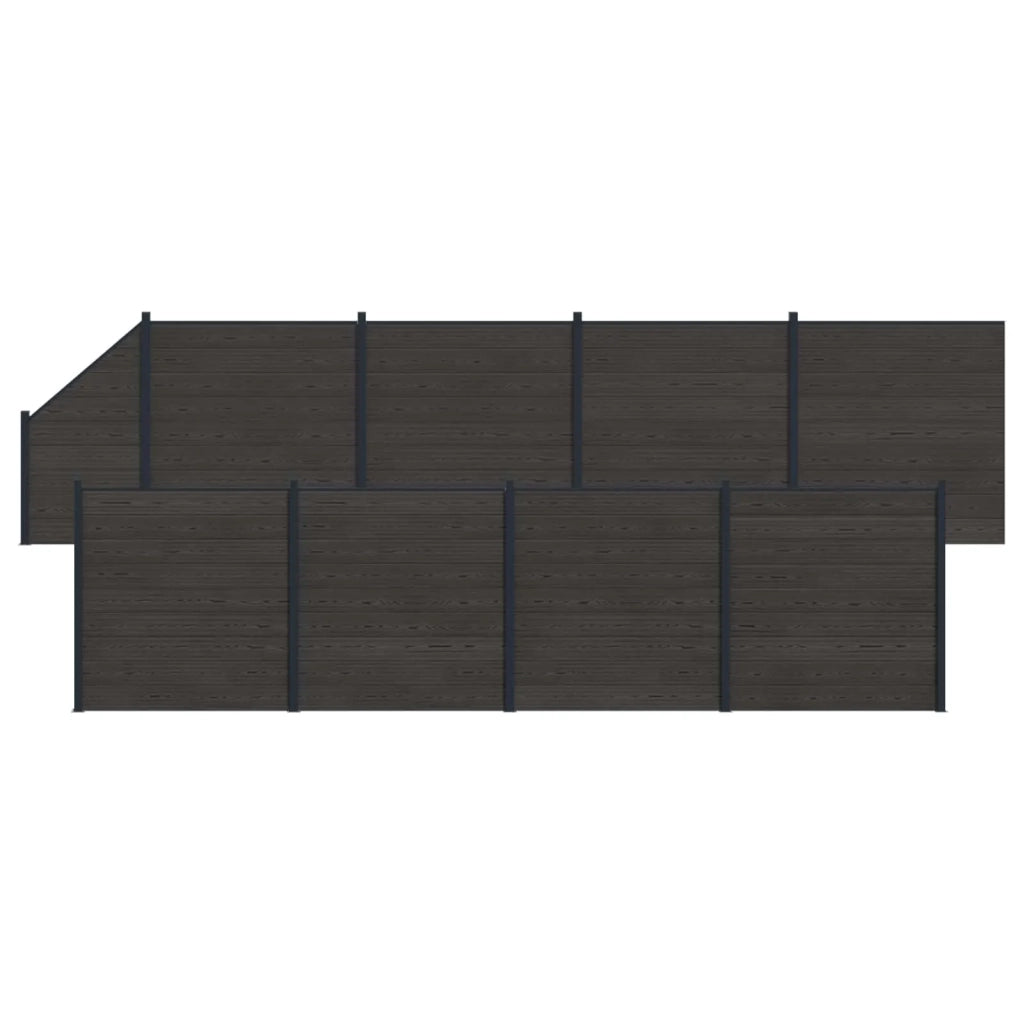 Pannello di Recinzione 9 pcs WPC e Alluminio Nero