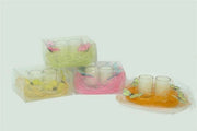 Coppia Candele in Vetro Decoro farfalle box 2 pezzi Vari Colori