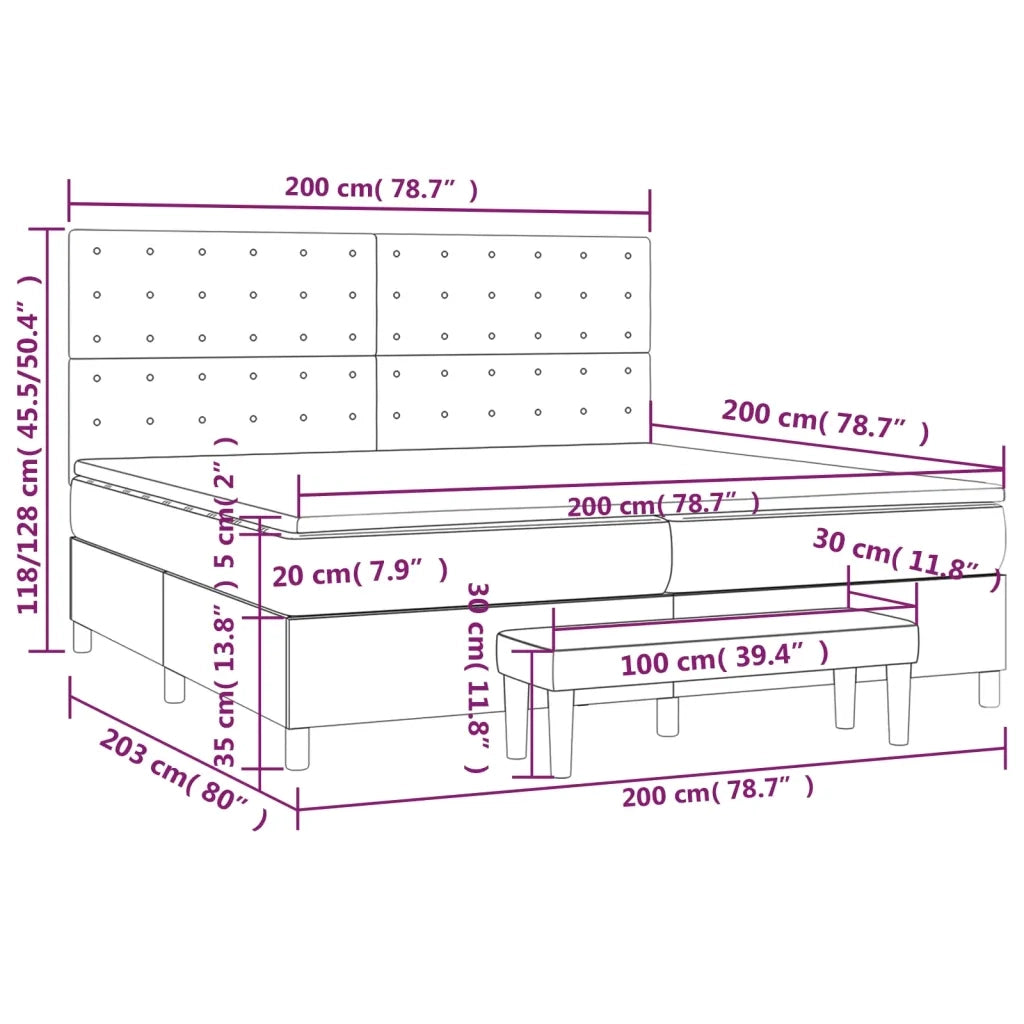 Giroletto a Molle con Materasso Grigio Scuro 200x200 cm Tessuto 3136942