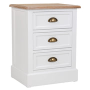 Comodino in legno bianco 3 cassetti 45x35x60h cm