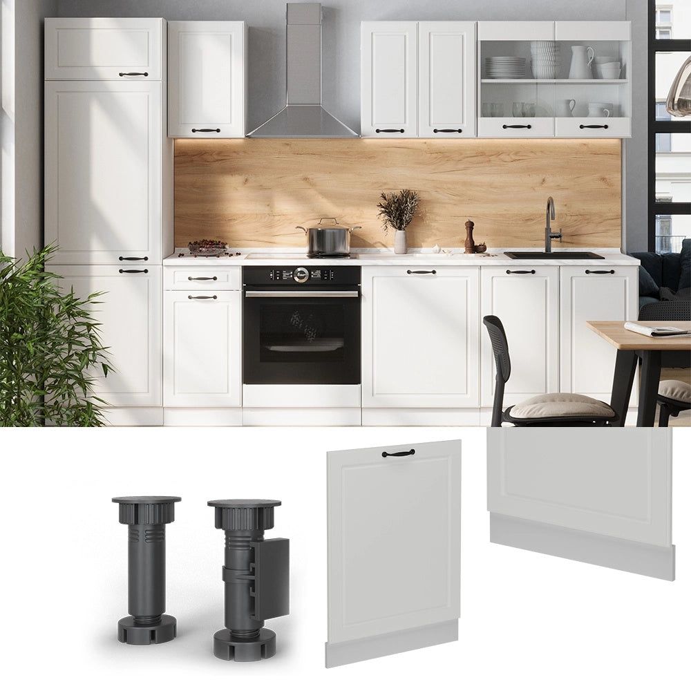 Pannello frontale della lavastoviglie R-Line Bianco rustico/Bianco 60 cm, PL Rovere Vicco
