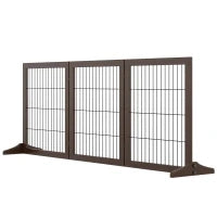 Cancelletto Pieghevole e Regolabile in Legno di Pino e Metallo con Base Stabile, per Cani e Cuccioli, 185x36x71cm