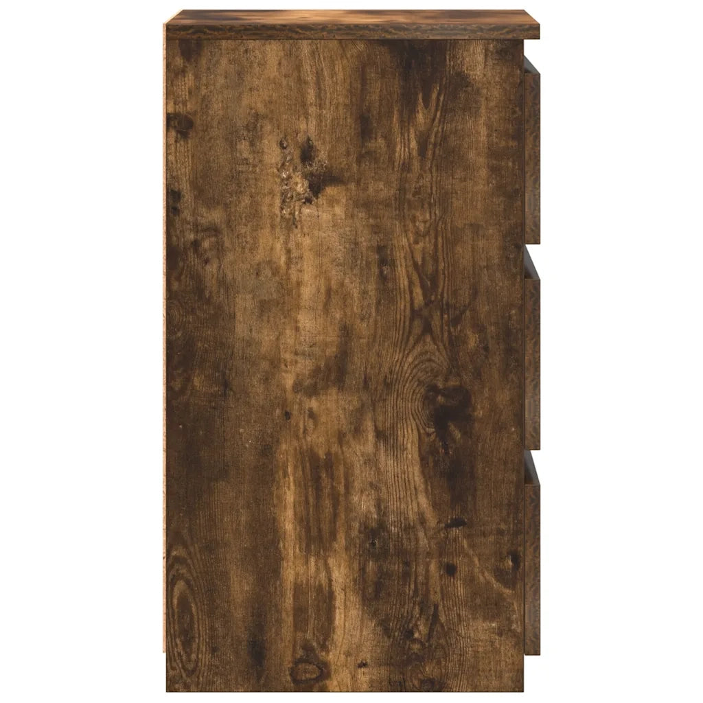 Comodini Rovere Fumo 2 pz-Set di 2 Tavolino da notte 40x35x62,5 cm in Legno Multistrato