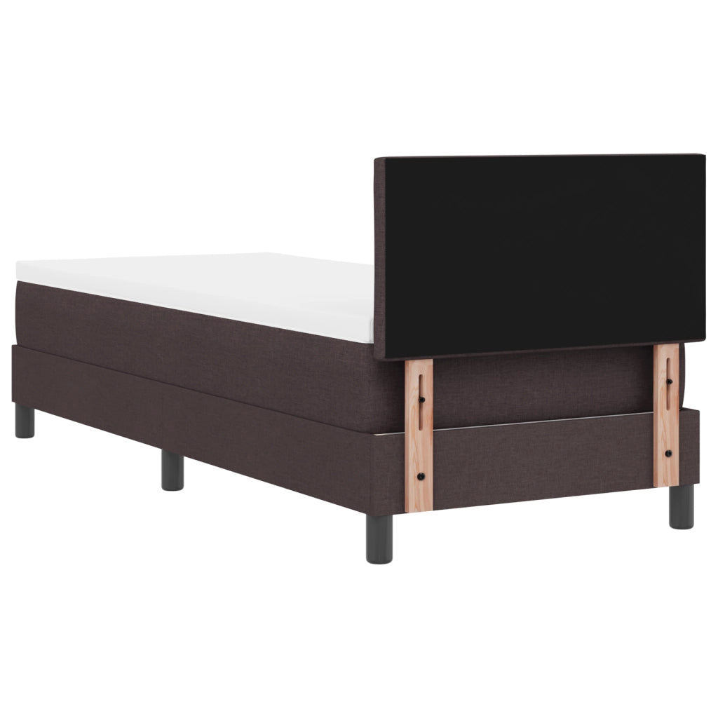 Letto con Box Spring e materasso & LED marrone scuro 80x200 cm Tessuto