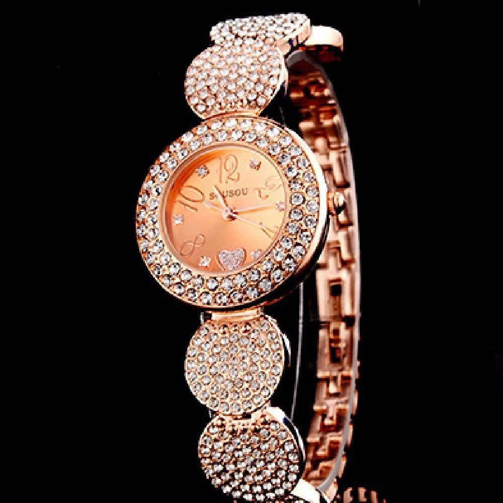 Trade Shop - Orologio Da Polso Sousou S6097 Donna Movimento Quarzo Cuore Brillantini Oro Rosa -