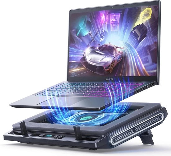 Raffreddatore per Laptop potente per 13-17,3 Pollici, ventilatore turbo con display LED e supporti regolabili