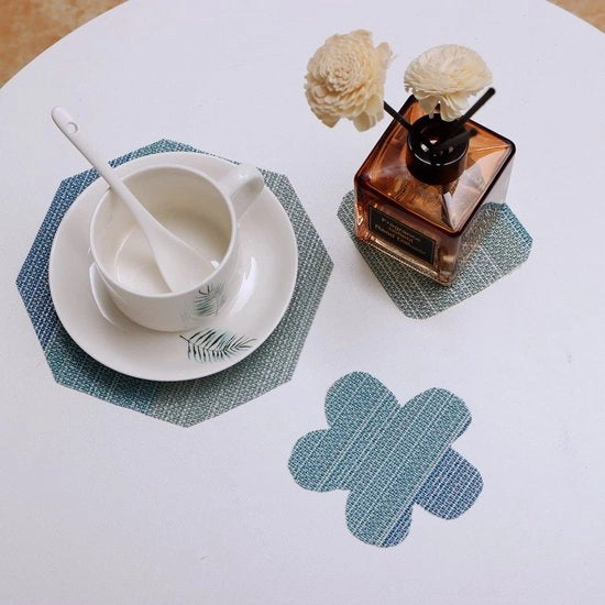 Set di 4 mattonelle per tavolo, placemats vetrine, opacchiabili e resistenti alle macchie, lavabili e asciugabili, adatti per la decorazione del tavolo da cucina, per uso interno ed esterno (azzurro)