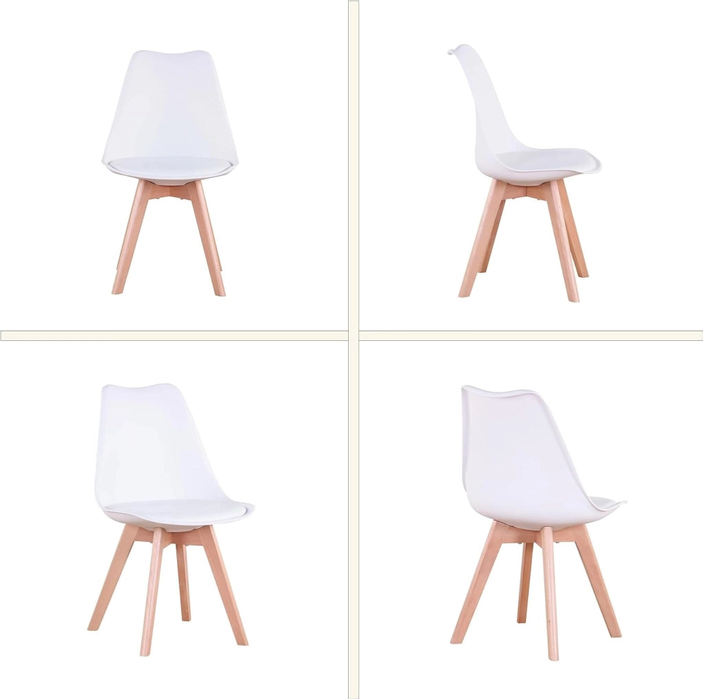 GrandCA HOME Tavolo da pranzo e 4 sedie Set da pranzo moderno, tavolo rettangolare e sedie da cucina, Bianco