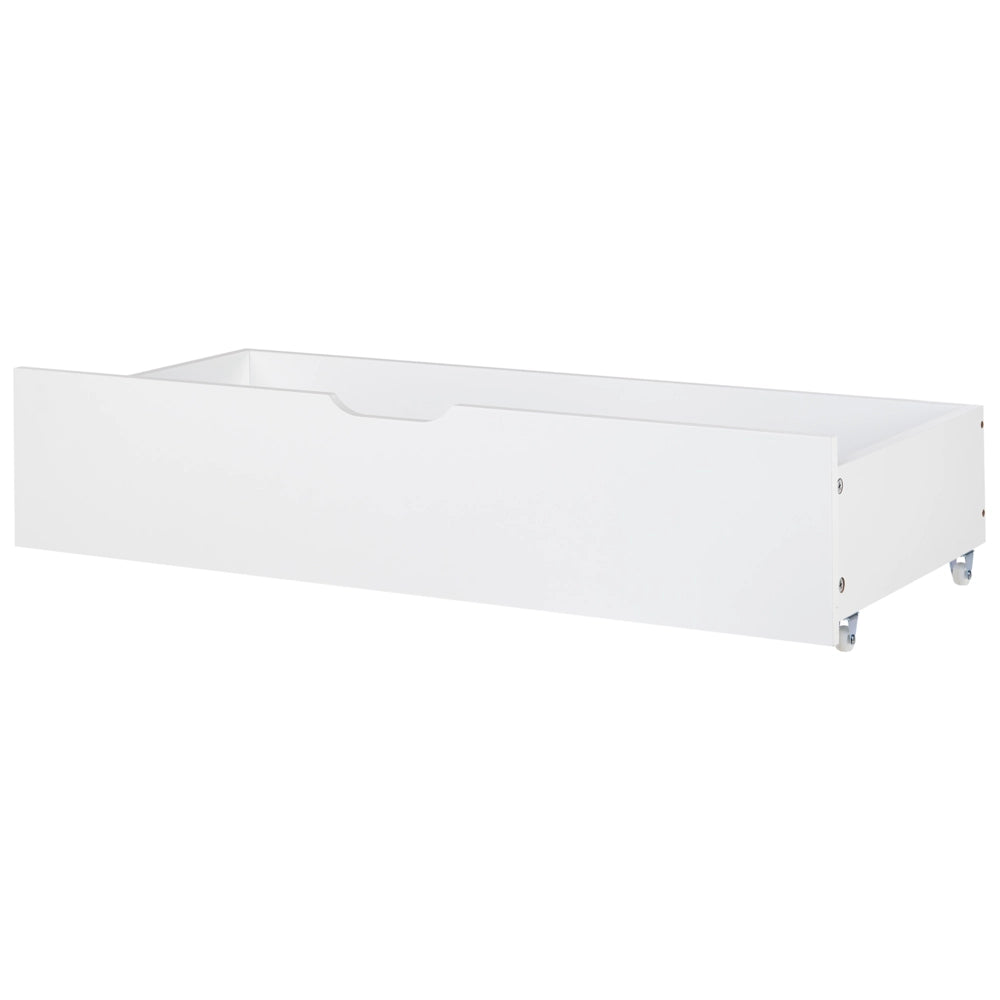 Set di 2 cassetti per letto in legno bianco MDF con ruote