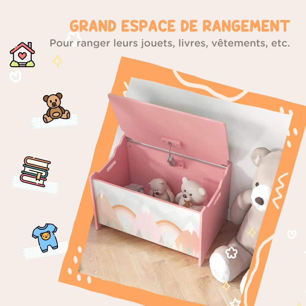 Contenitore per giocattoli bambini portagiochi ¨C zephmum ¨C rosa 60x37x39 cm