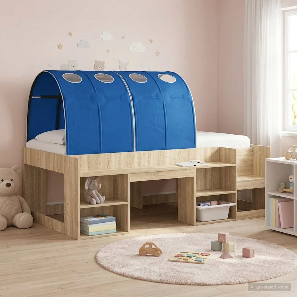Tunnel per Letto 2 pcs Blu 211 x 67.5 x 2 cm Poliestere 893710