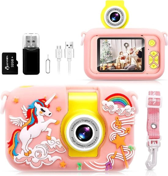 Kit di Cassetta Registrazione per Bambini - Cassetta Registrazione 1080P per Bambini di 3-10 anni - Ricarica via USB - Rosa