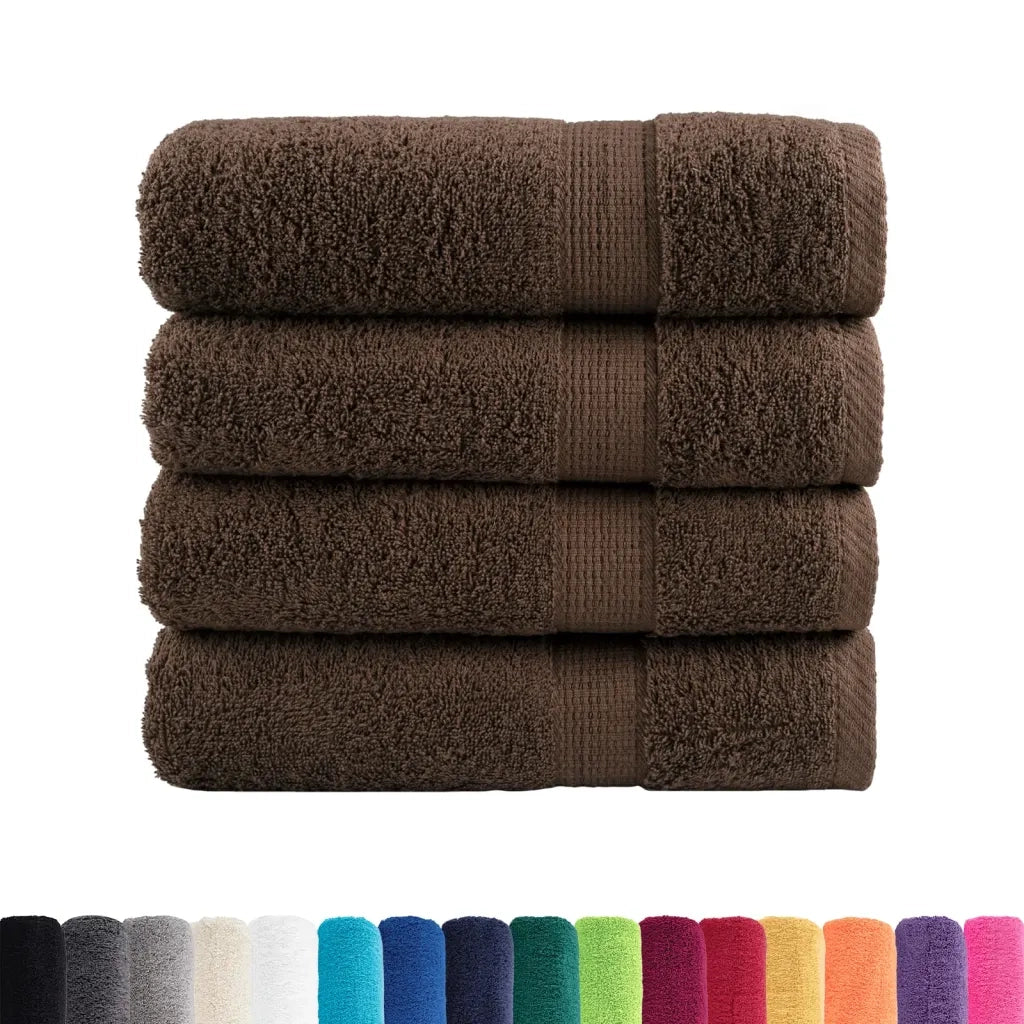 Asciugamani Premium SOLUND 4 pz | Teli per bagno Marrone 50x100 cm 600 g/m2