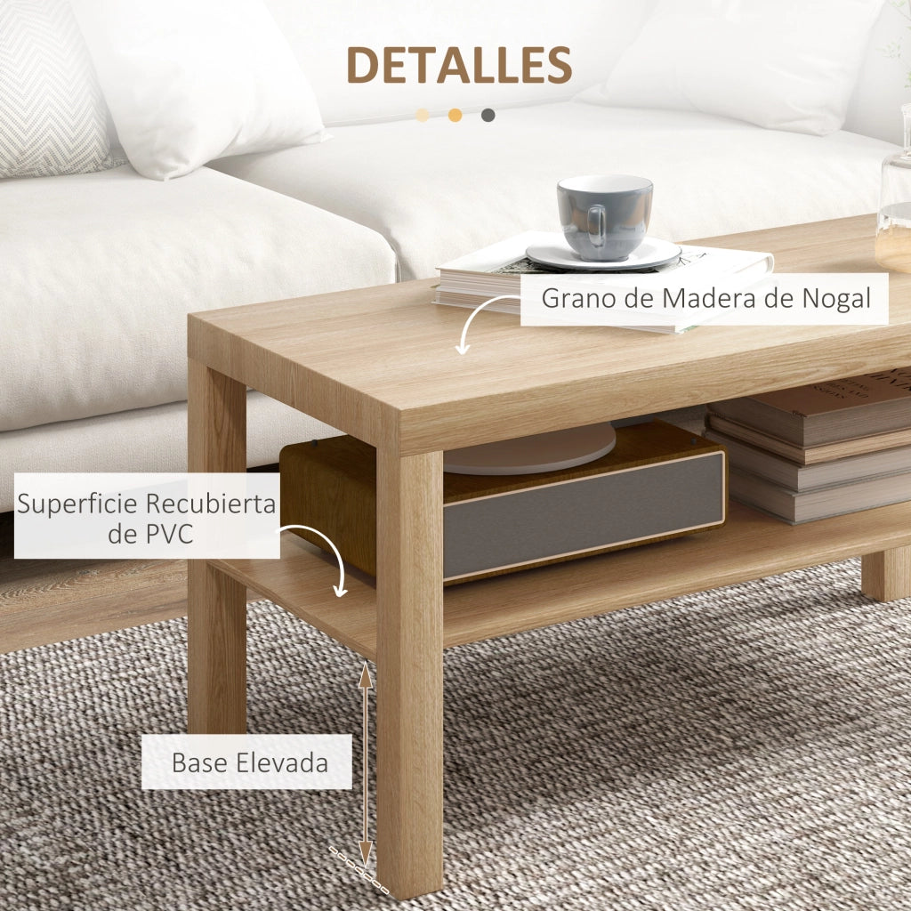 Tavolino da caff¨¨ moderno con ripiani ¨C zephmum ¨C naturale 90x45x44,5 cm