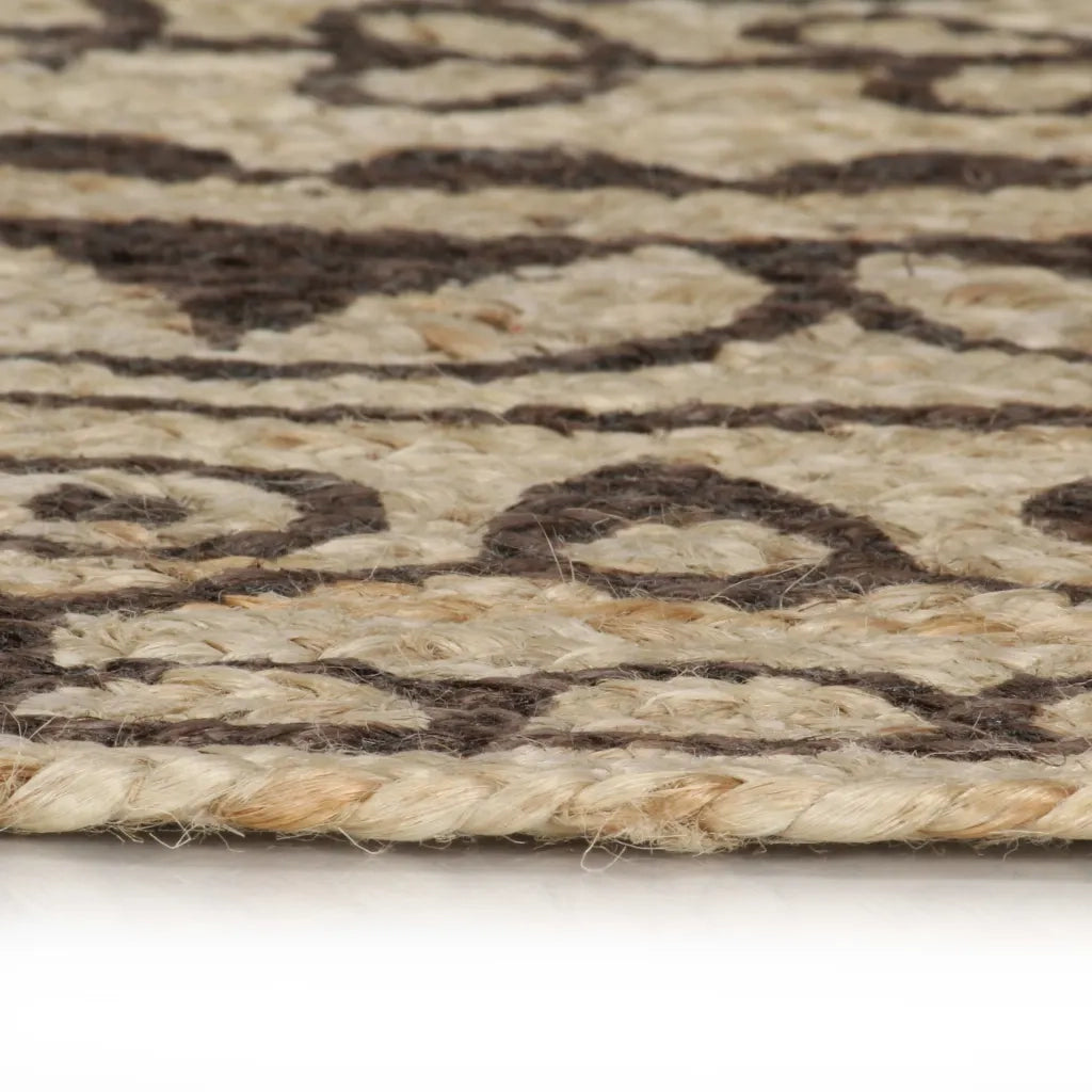 Tappeto Lavorato a Mano in Juta con Stampa Marrone Scuro 120 cm cod mxl 61359