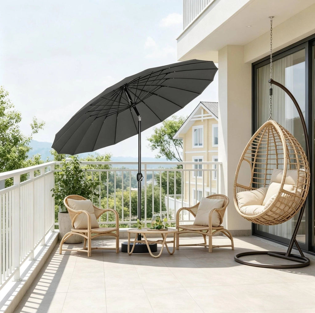 Ombrellone da giardino Ø257 cm inclinabile grigio scuro