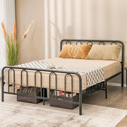 Telaio da Letto in Metallo, Struttura Letto con Testiera e Pediera, Letto a Piattaforma con Doghe in Acciaio, Carico Massimo 300kg, Nero (200cm x 160cm)