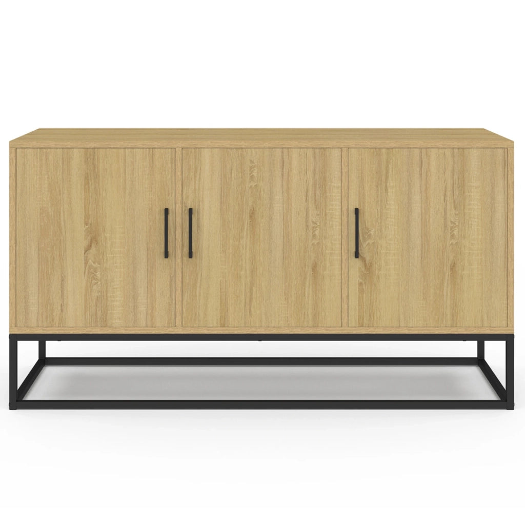 IDMarket - 113 cm DETROIT Credenza bassa a 3 ante in legno e nero, design industriale