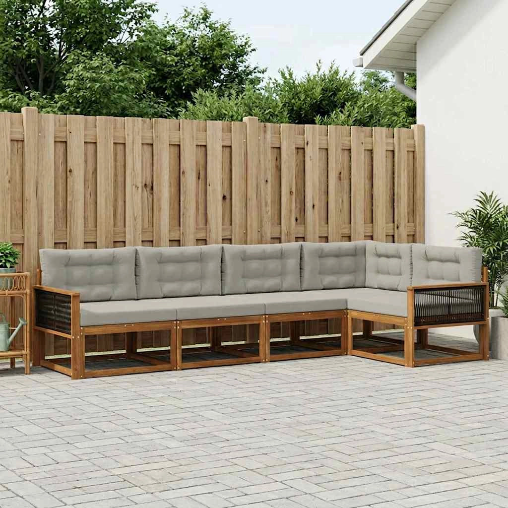 Set di divani da esterno 5 pz Naturale e Grigio chiaro 3382564