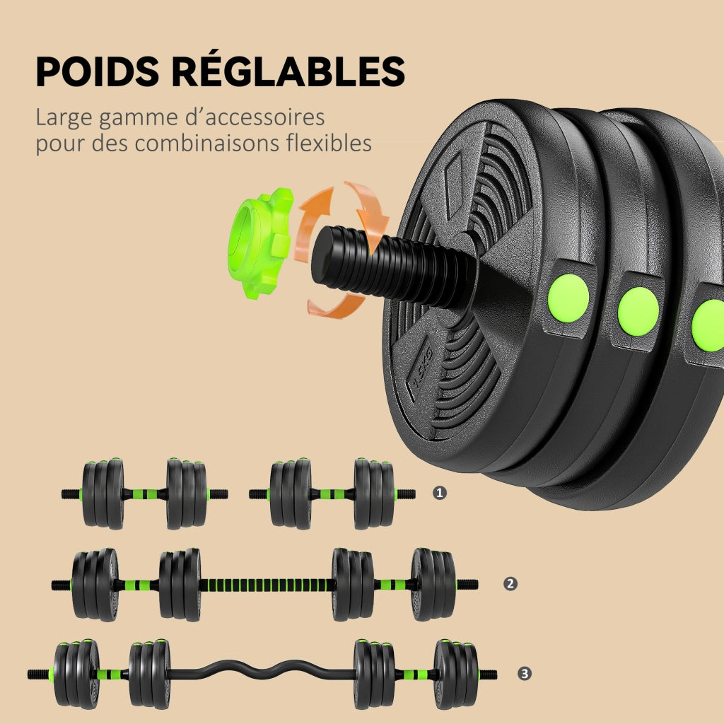 Kit Pesi Regolabile con Barra 20 kg ¨C zephmum ¨C Nero
