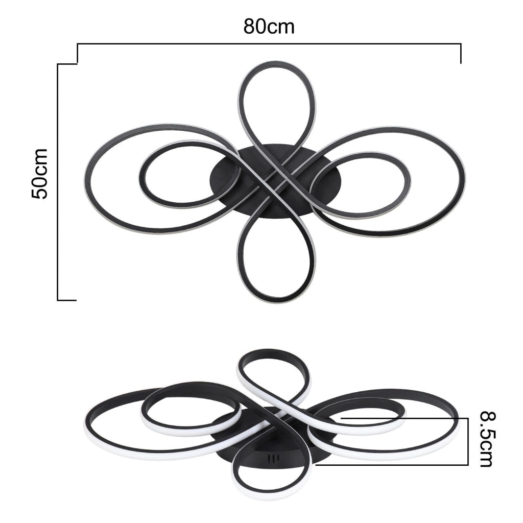 ZMH Lampada da soffitto plafoniera LED nera dimmerabile 78W 80cm stile moderno telecomando per soggiorno