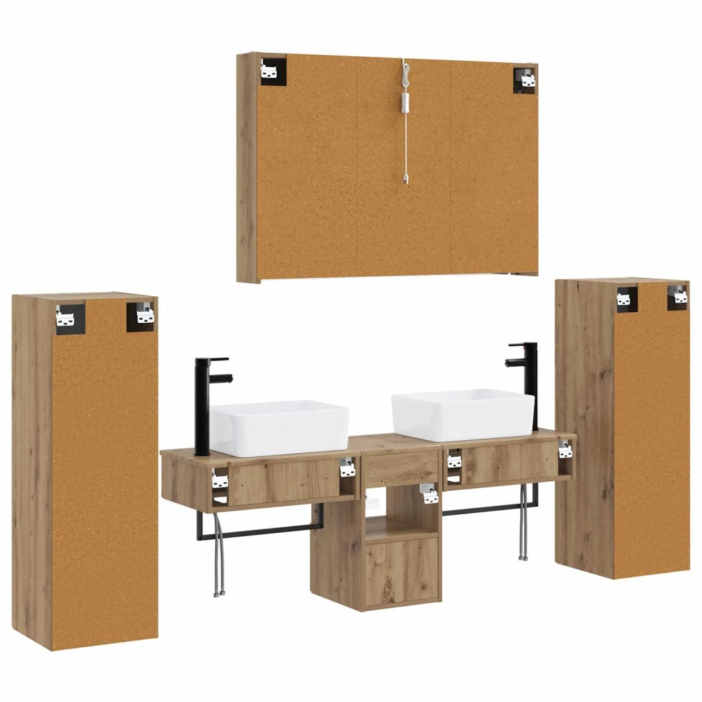 Set di mobili per il bagno 6 pcs Rovere Artigianale 3407142