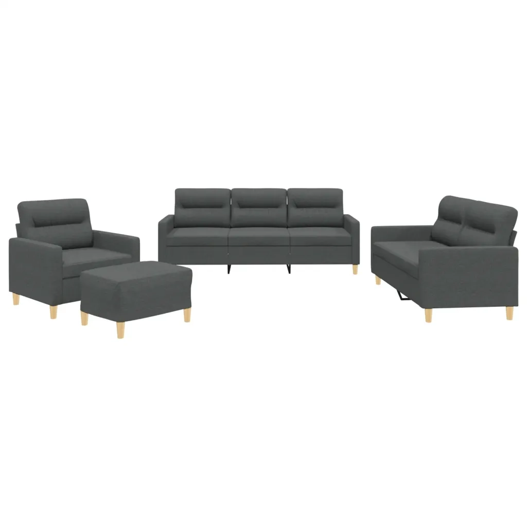 Set di Divani 4 pz con Cuscini Grigio Scuro in Tessuto 3201545