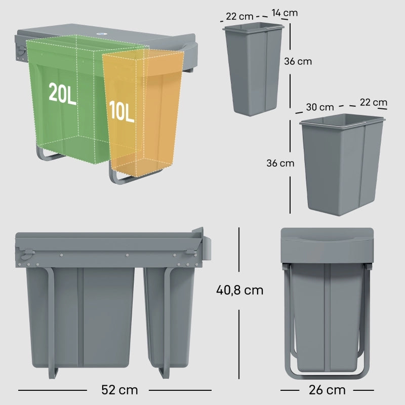 PATTUMIERA da incasso 52x26x40,8 cm Grigio in plastica