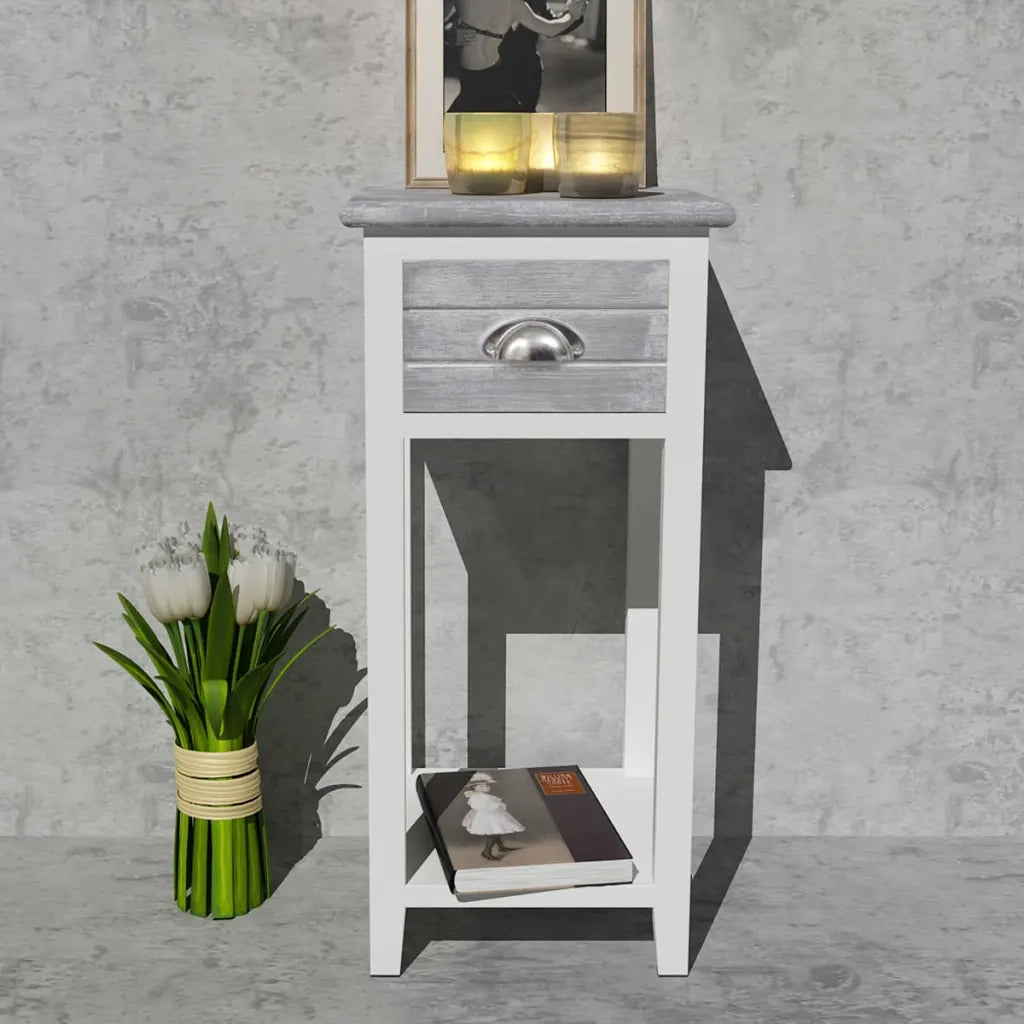 Comodino con 1 Cassetto Grigio e Bianco  cod mxl 30944