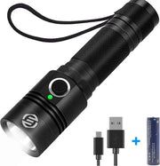 Lanterna Militare - Lanterna LED Ricaricabile - Multi Funzione - Impermeabile - per Casa, Campeggio, Emergenze