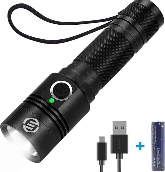 Lanterna Militare - Lanterna LED Ricaricabile - Multi Funzione - Impermeabile - per Casa, Campeggio, Emergenze