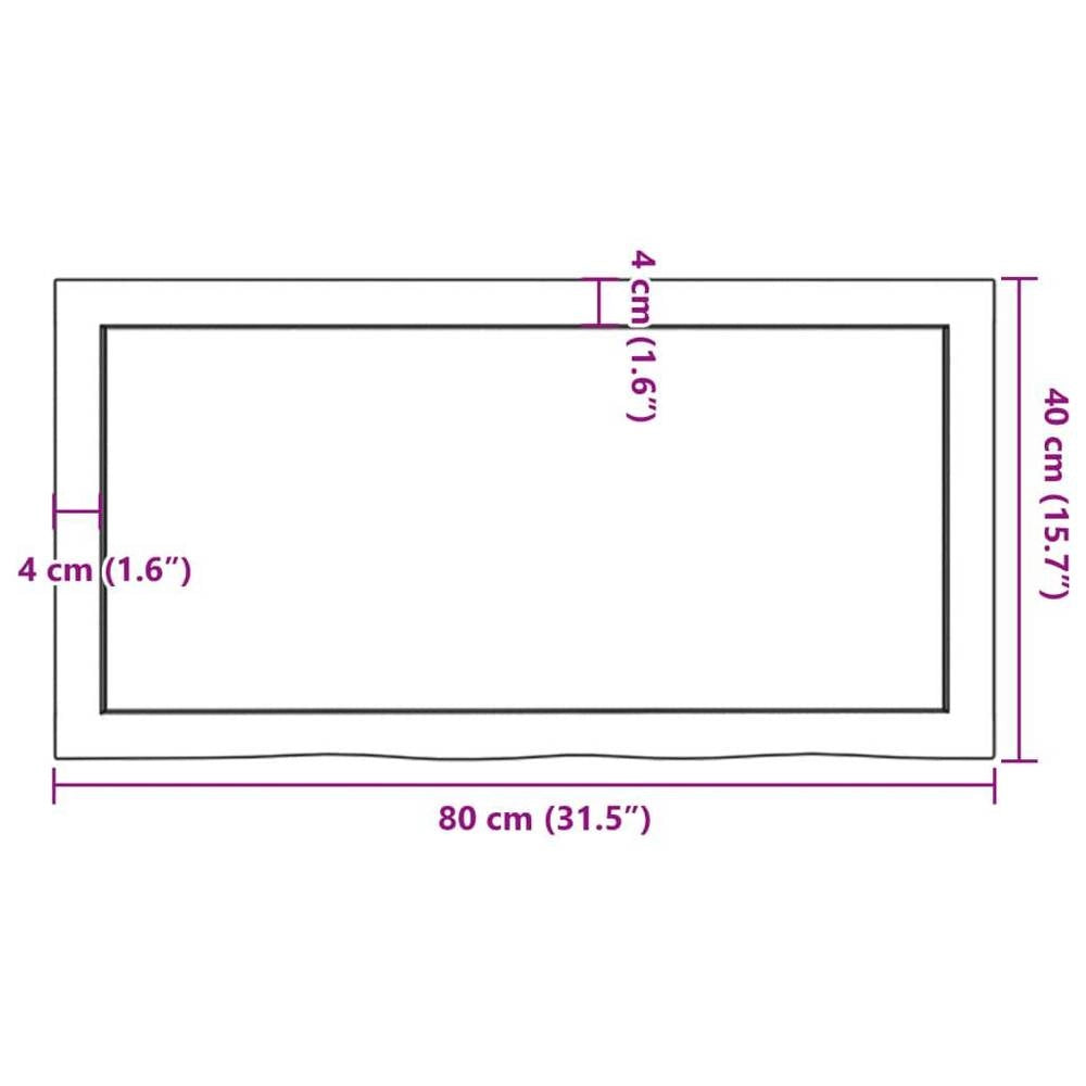 Wall Shelf, Light Brown, 80x40x(2-4) Cm, Solid Oak, Treated