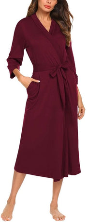 Camisole da camera donna, 3/4 manica, cotone, saunaggio, bagno, M, colore rosso scuro