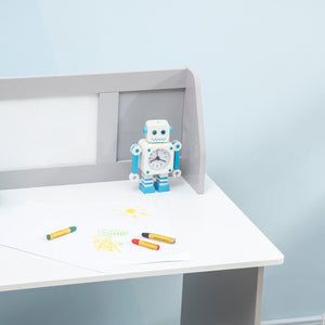 Set Tavolo e Sedie per Bambini 5+ Anni 90x45x 85 cm in Legno Bianco e Grigio