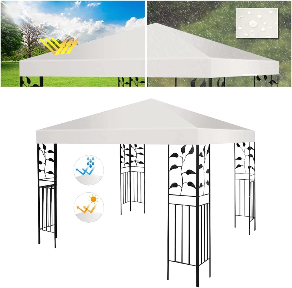Tetto di Ricambio, per Gazebo Giardino di 3 x 3 M, Doppio/Singolo Strato, in Tessuto Poliestere, per Cortile/Spiaggia/Parco, 3 Colori e 2 Stili