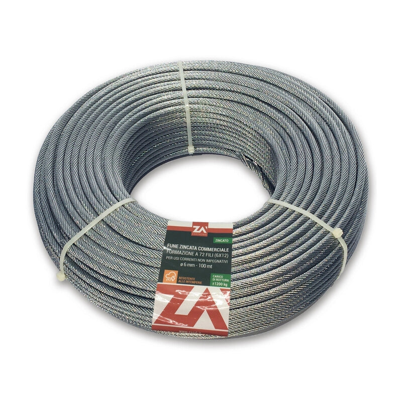 FUNE ACCIAIO ZINCATO ANTIGIRO 133F D 4 100 M
