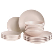 Set di 18 piatti in gres color beige chiaro con finitura smaltata a mano per 6 persone cucina e sala da pranzo