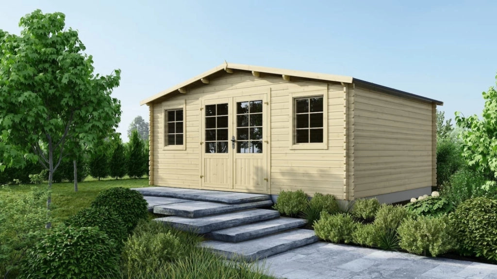 Casetta da giardino in legno - 21.42m2 - 5.1x4.2m - 34mm - colore: naturale - DOM746 - ALTANKA