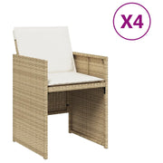 Sedie da Giardino con Cuscini 4 pz | Sedie da Esterno Beige in Polyrattan